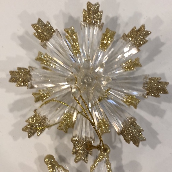 🎄Vintage acrylic plastic starsnowflake Christmas ornaments set (7) clear gold - Picture 9 of 10